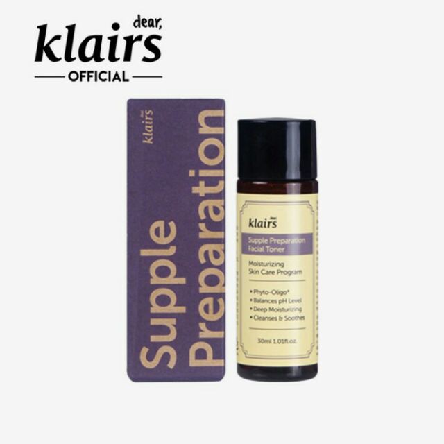 Dear Klairs Supple Preparation Toner mini 30ml ngẫu nhiên+ túi đựng mỹ phẩm Klairs