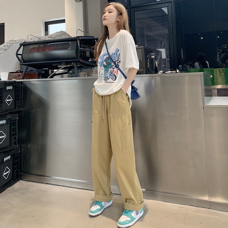 【ZHELIHANGFEI】Quần dài làm việc của Hàn Quốc, quần thẳng quần bình thường, co giãn phong cách cổ điển.