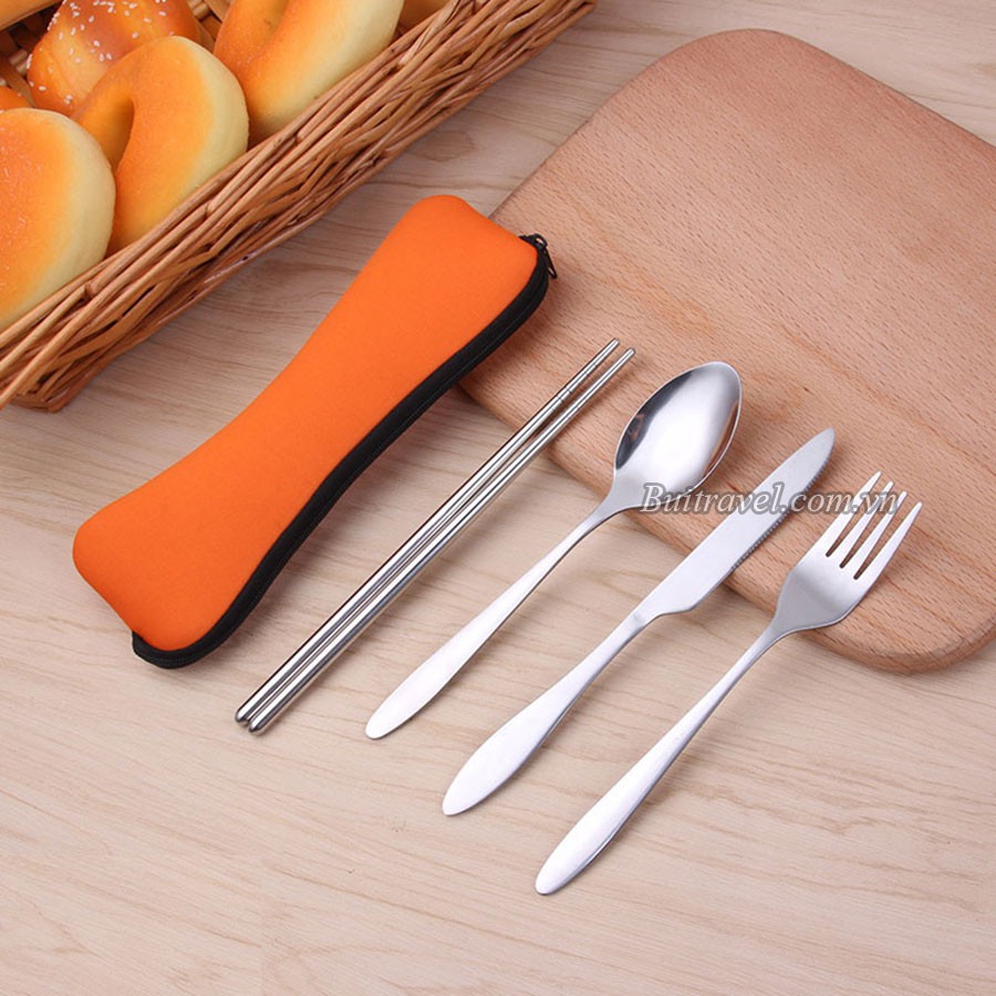 Set 4 món dao đũa thìa dĩa BB7131- Bộ dụng cụ ăn dã ngoại