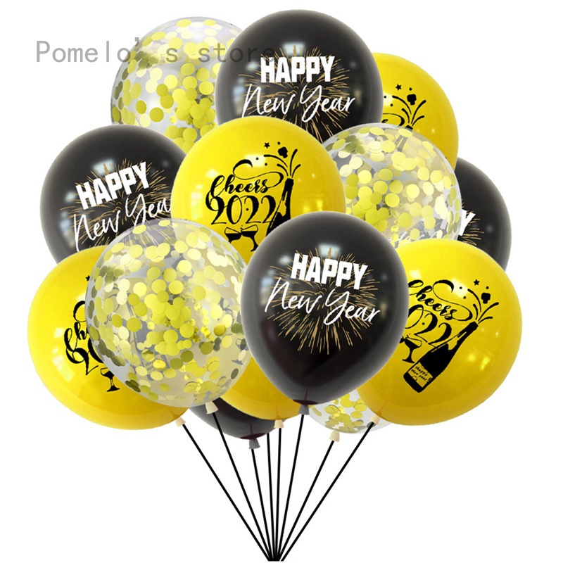 Bong bóng Latex in chữ Happy New Year 12inch 2022 trang trí tiệc sinh nhật/lễ hội