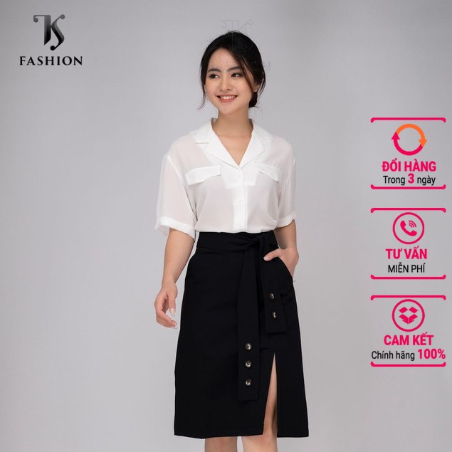 Áo sơ mi trắng ngắn tay cổ vest TK FASHION SMK953-20