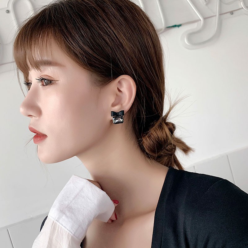 Bông tai bạc 925 mặt hình nơ xinh xắn dành cho nữ A0015