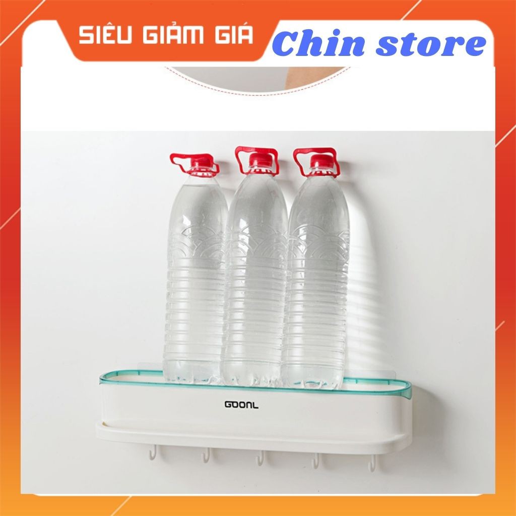 Kệ để đồ phòng tắm gắn tường siêu chắc GOONL cao cấp có móc treo và thanh treo khăn 8*44.5*12 cm