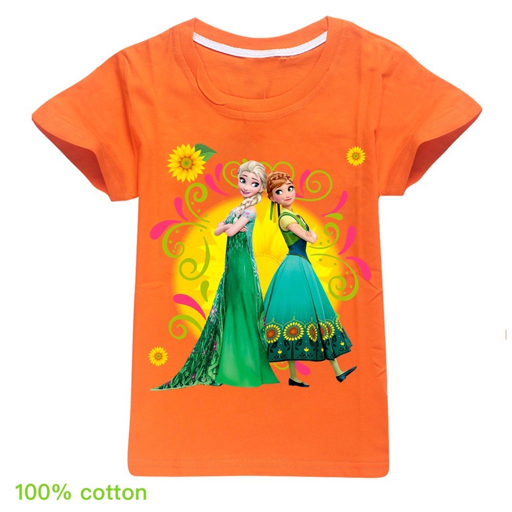 Áo Thun 100% Cotton Cổ Tròn In Hình Công Chúa Trong Phim Hoạt Hình Frozen 2020