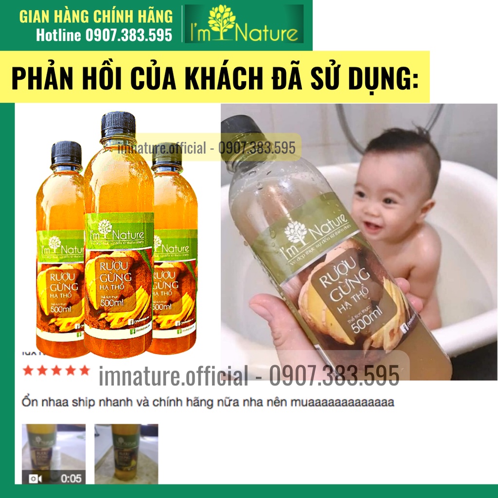 Rượu Gừng Hạ Thổ I'm Nature Giúp Giảm Mỡ - Đánh Gió - Phòng Ngừa Cảm Cúm 500ml