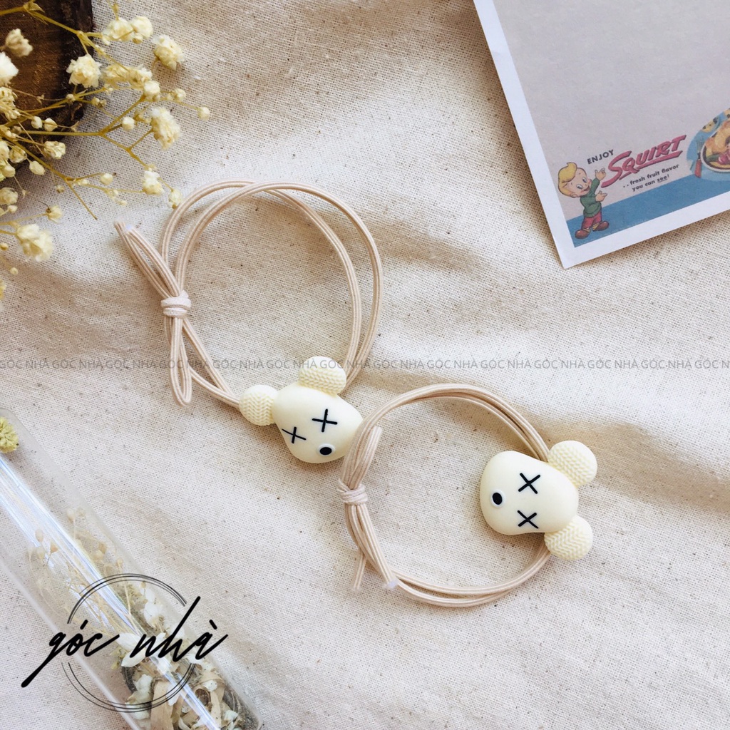 Cột tóc gấu,mèo BASIC họa tiết đơn giản trắng xám hồng nâu xinh xắn Goc Nha ct0011