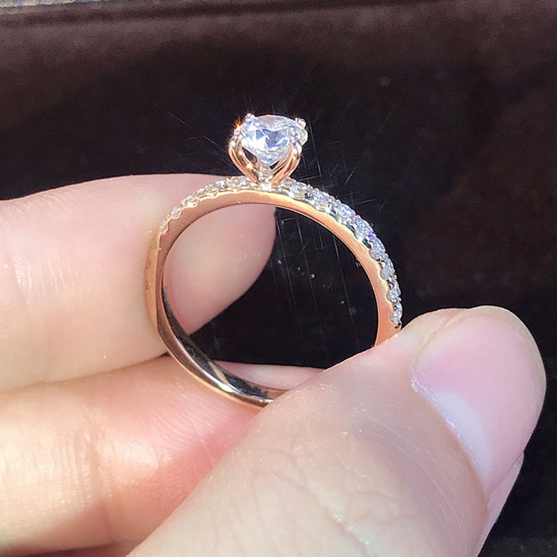 Simulation diamond ring Shiny Simple Women Diamond Ring Wedding Exquisite Ring