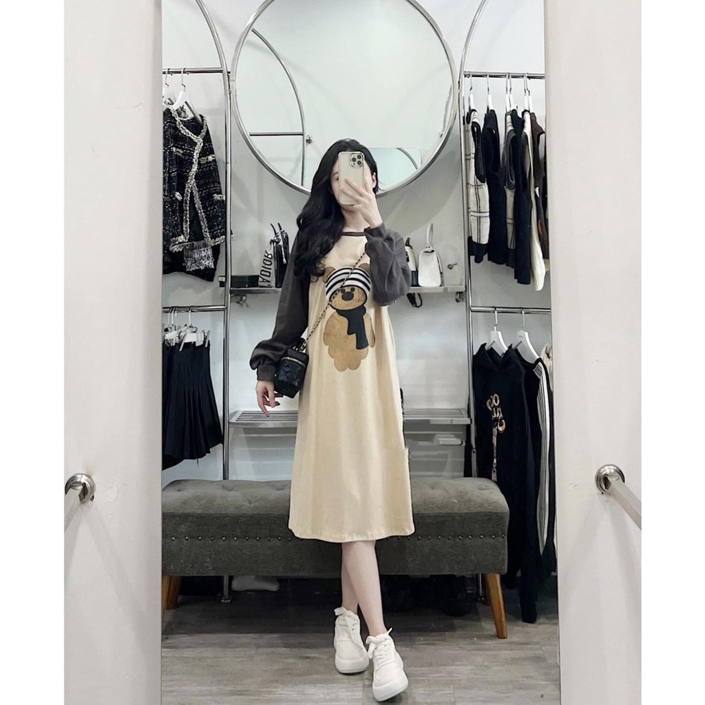 VÁY COTTON  XUÔNG HÌNH GẤU CỰC XINH