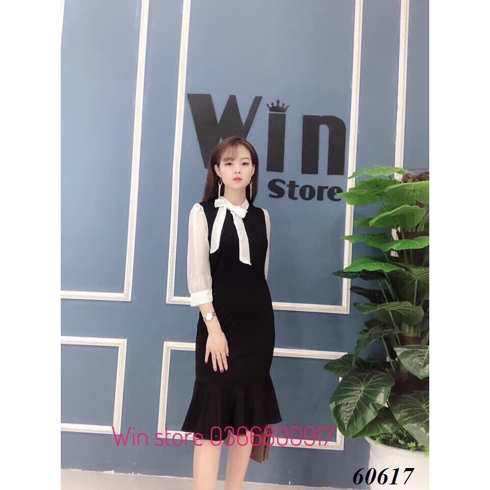 Đầm đuôi cá nơ cổ phối voan cực đẹp cho quý cô thời nay / có size XXL