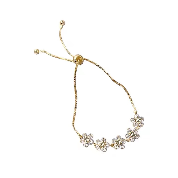 Vòng tay đính đá zircon hình hoa mận tinh tế phong cách Hàn Quốc thời trang cho nữ