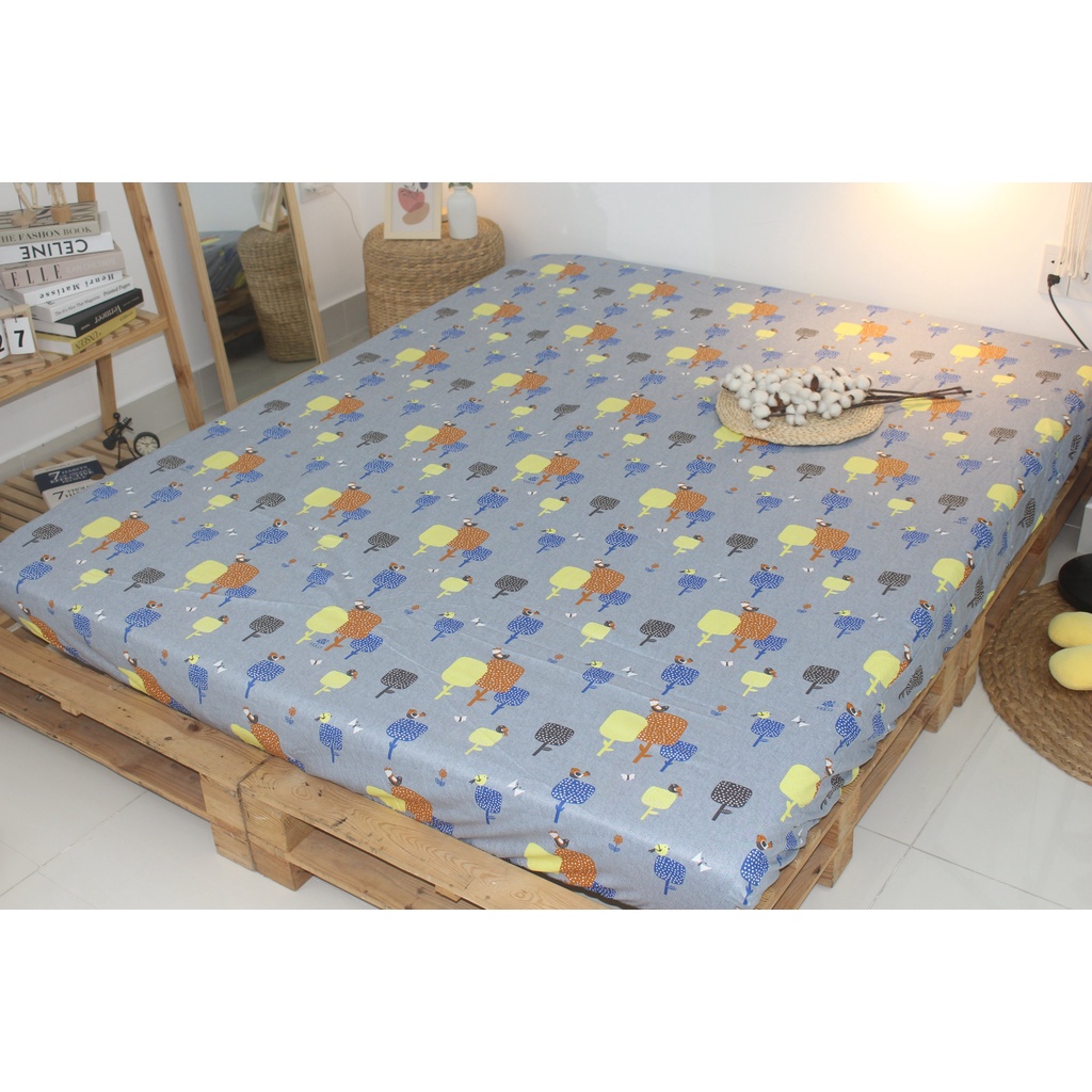 Tấm Drap lẻ KHA LY - Ga lẻ ( không áo gối ) - cotton thiên nhiên - Gardens-Xám VN295