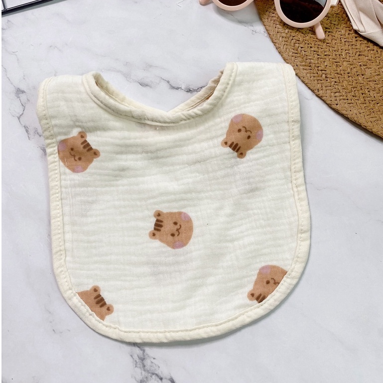 Yếm vuông chữ U, chất xô muslin kiểu dáng Hàn Quốc thoáng mát thấm hút cực nhanh