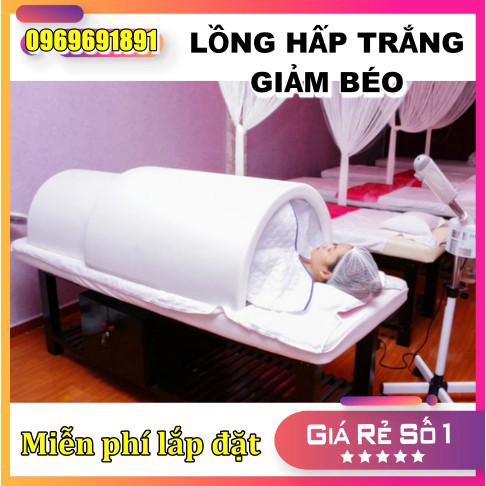 GIẢM GIÁ Lồng hấp trắng giảm béo cao cấp - Lồng hấp trắng 2 mảnh chuyên dùng cho spa