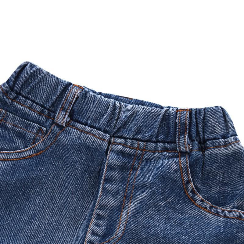 ruiaike  Casual Kids Boys Hole Design Long Denim Pants Elastic Wasit Jeans Trousers 3-8Y