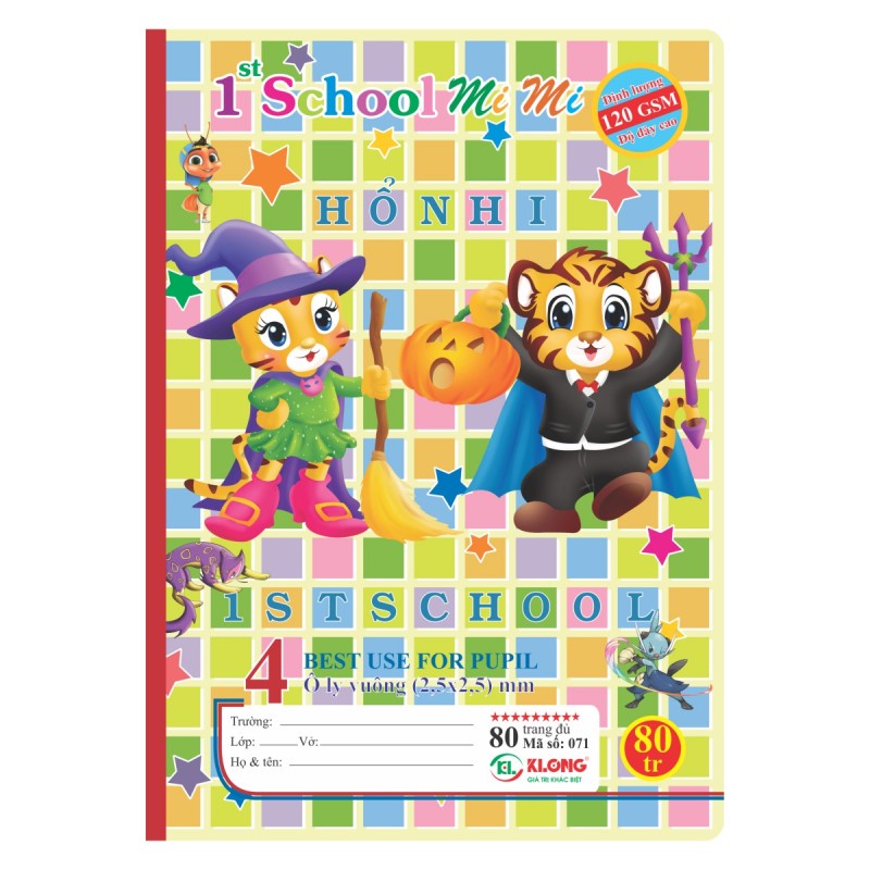 Vở 4 ô ly May gáy 1st School 80 trang 120/92 KLONG MS: 071