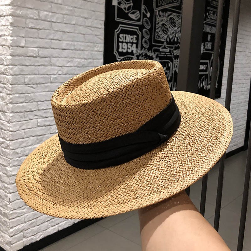 Mũ cói rộng vành gắn ruy băng siêu xinh, nón cói chuẩn form cao cấp