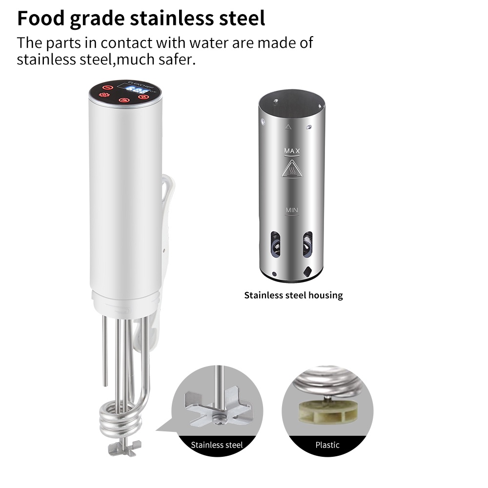 Máy nấu chậm ELEKCHEF sous vide ESV-8080 IPX7 công nghệ chống thấm với màn hình LED và ổ cắm chuẩn châu Âu