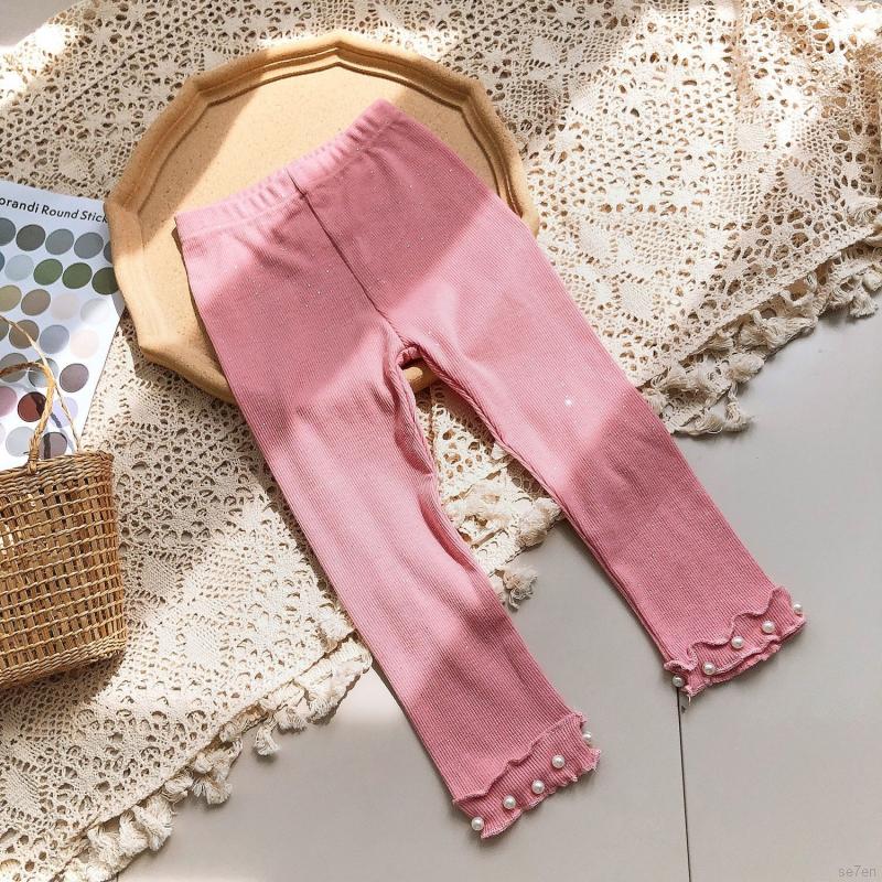 Quần legging màu trơn co giãn kiểu dáng thời trang mùa thu dành cho bé gái se7n