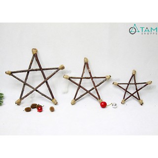 Set 2 ngôi sao cành cây củi khô Handmade TAN