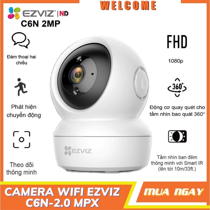 Camera Wifi Ezviz C6N 1080P 2M - Combo Camera Không Dây, 360 độ, Đàm Thoại 2 Chiều, thẻ 32GB/64GB/128GB