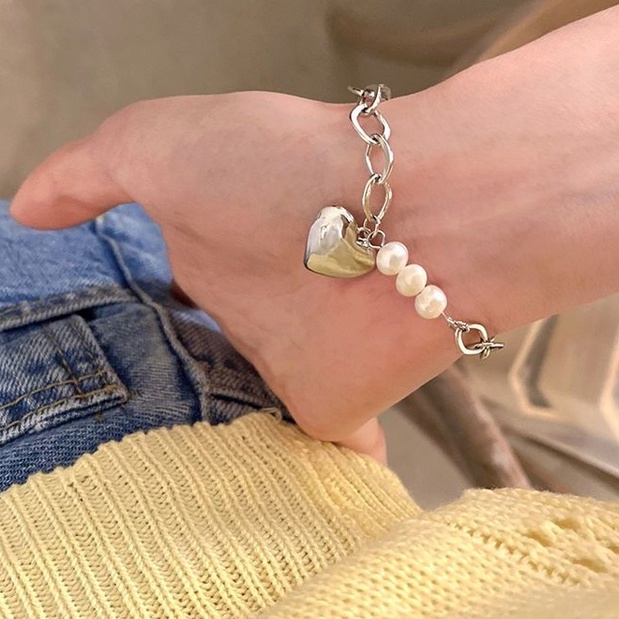 [HOT] VÒNG TAY HÌNH TIM PHỐI HẠT NGỌC NHÂN TẠO DÂY XÍCH THỜI TRANG VALENTINE 222VT009