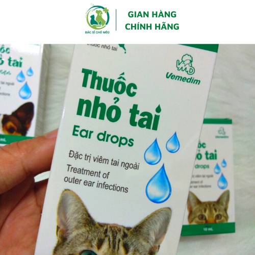 Nhỏ Tai chó mèo EAR DROPS VEMEDIM 10ml Đặc trị viêm tai ngoài ở chó mèo