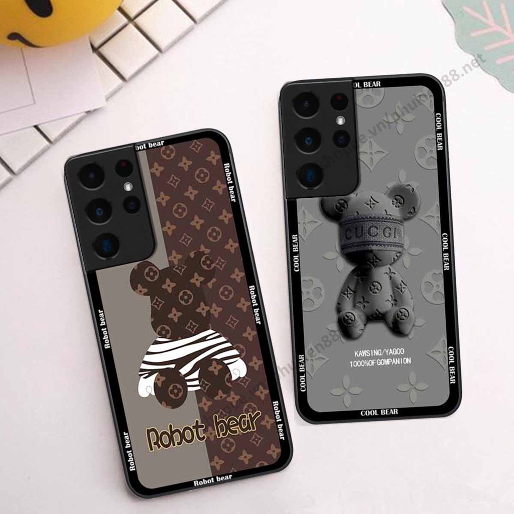 Ốp Samsung S21 Ultra bear, k@ws thương hiệu phong cách ốp lưng thời trang cao cấp