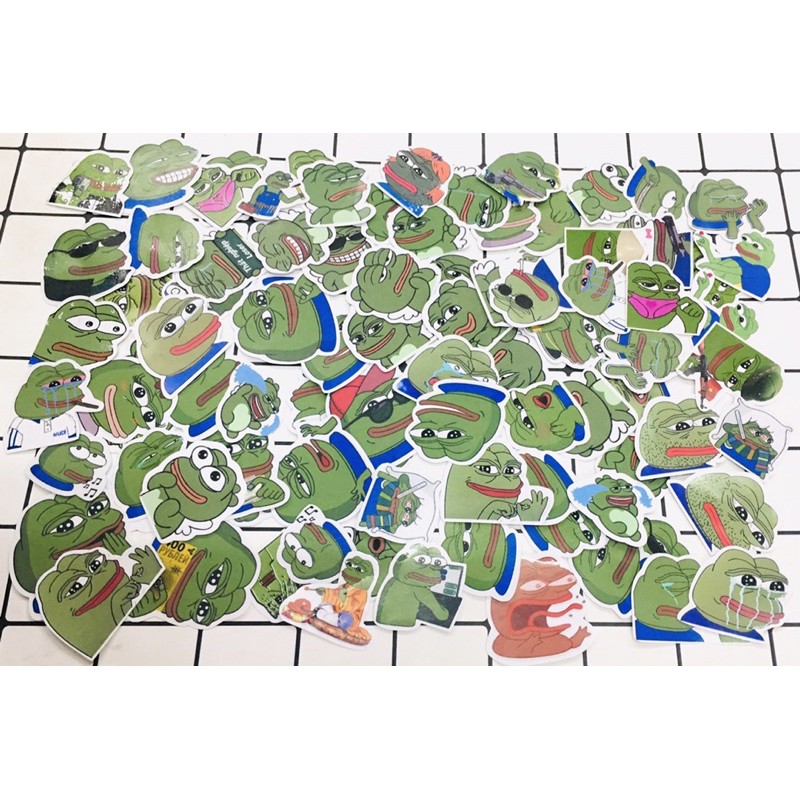 Sticker ếch xanh pepe 30 cái ép lụa dễ thương cute có đề can bóc dán