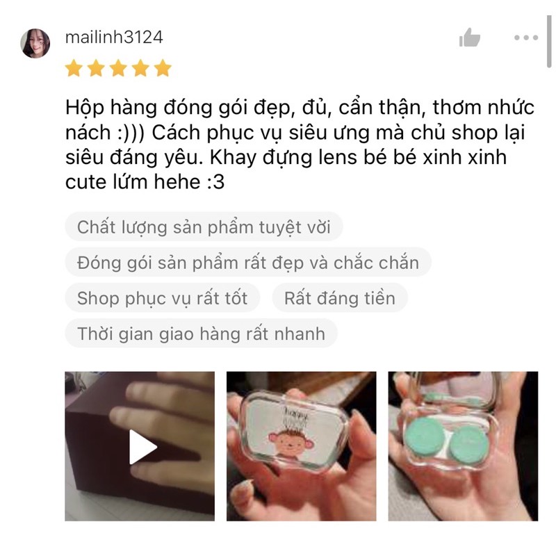 Hộp đựng lens mini có gương nhiều màu xinh xắn - Khay đơn đựng lens cute giá rẻ