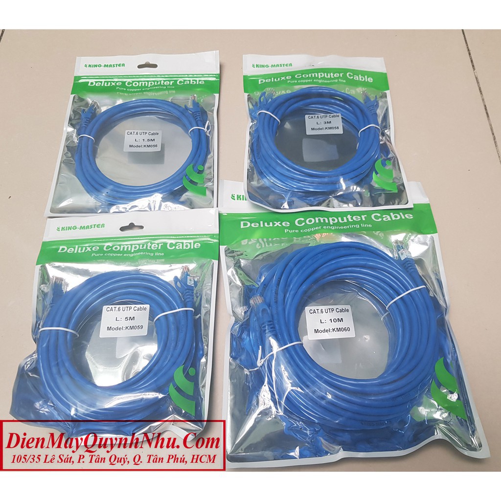 Dây mạng LAN internet Cat6 KINGMASTER 1.5M/ 3M/ 5M/ 10M đúc sẵn 2 đầu, chống nhiễu