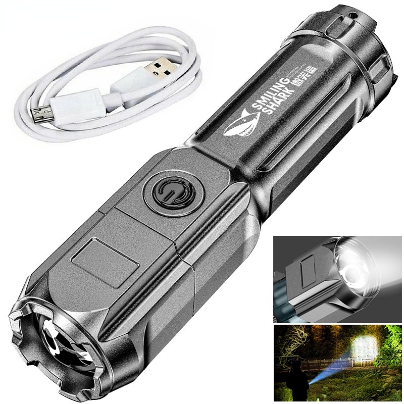 Đèn Pin LED Phóng To Được Sạc USB Tùy Chỉnh Ánh Sáng Mạnh Cho Hoạt Động Ngoài Trời