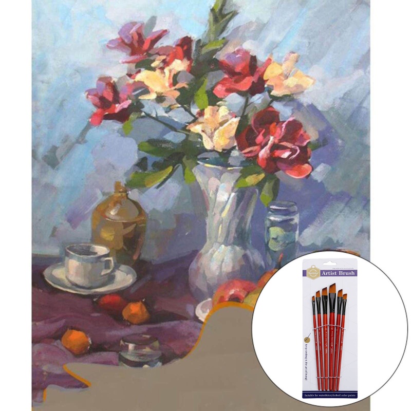 Set 6 Cọ Vẽ Tranh Cán Gỗ Dài Tiện Lợi