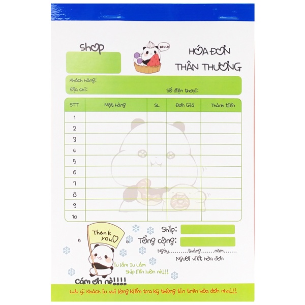 HOÁ ĐƠN 1 LIÊN HÌNH