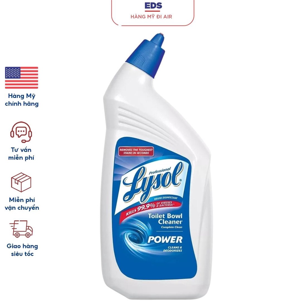 Nước tẩy rửa bồn cầu Lysol Advanced Toilet Bowl Cleaner làm sạch loại bỏ cặn vôi ghỉ sét đất khử mùi - EDS Hàng Mỹ