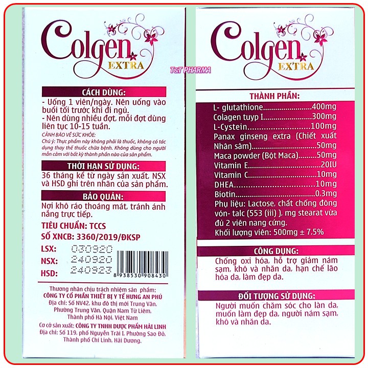 Viên Uống Đẹp Da Colgen Extra- Thành Phần Maca, Glutathione 400mg, Collagen Tuyp I Nhập Khẩu Ý- Hộp 30 viên-Hồng | BigBuy360 - bigbuy360.vn