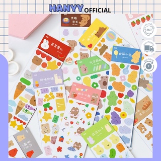 Set 2 Tấm Sticker Gấu Dùng Trang Trí Kệ / Sổ / Điện Thoại / Laptop