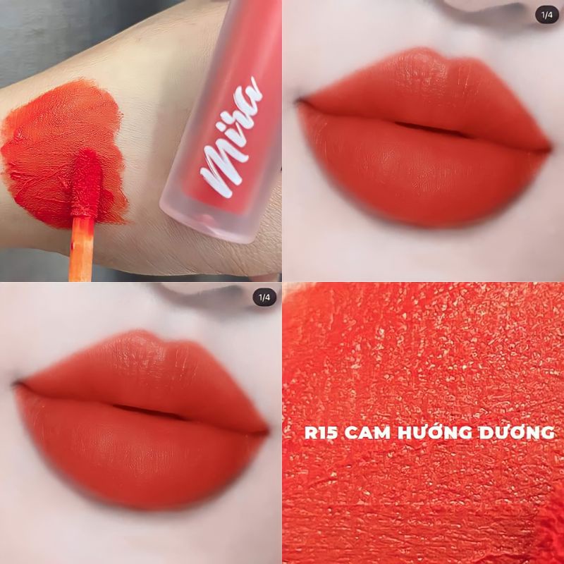 Màu R15 - Son kem phủ nhung lì Mira Red Belvet Lipstick