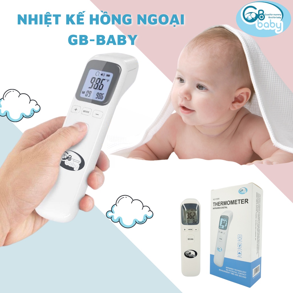 Nhiệt kế điện tử hồng ngoại cảm ứng GB-Baby đo trán đo sữa và môi trường