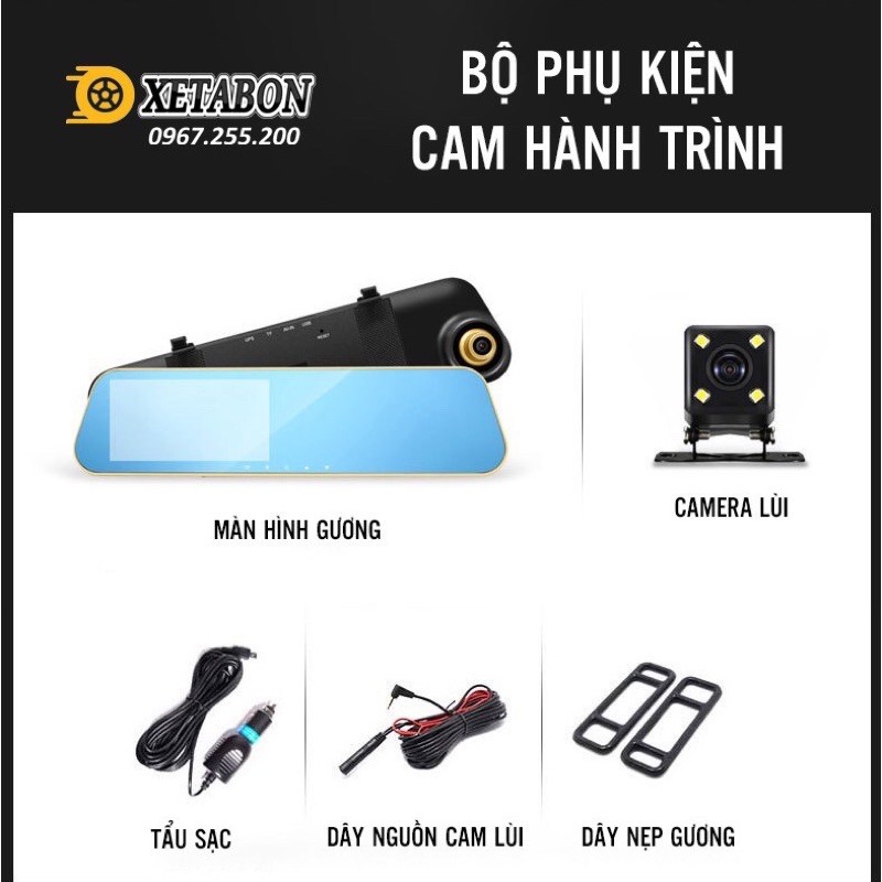 CAMERA Hành Trình M43 Tích Hợp Trên Gương Chiếu Hậu