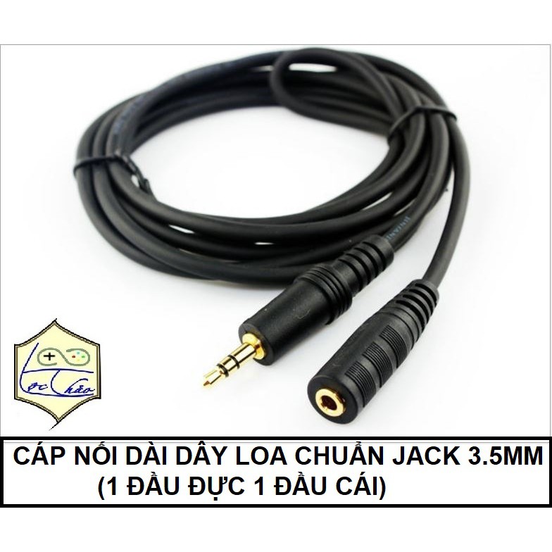 Cáp loa nối dài Jack 3.5 dài 1.8M, 3M, 5M chính hãng JSJ (dây loa 3.5 đầu đực đầu cái)