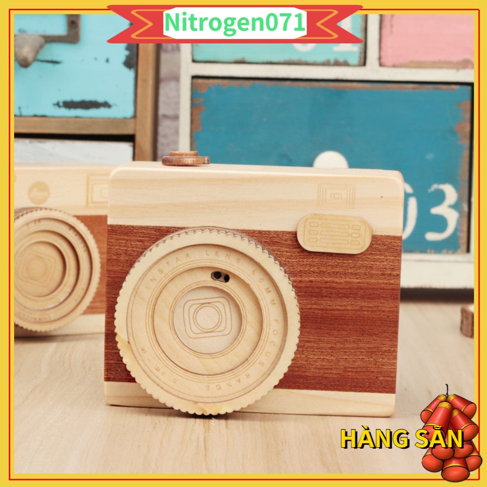 Hộp Nhạc Gỗ Hình Máy Ảnh Kiểu Retro Cổ Điển Thích Hợp Làm Quà Tặng - Nitrogen071