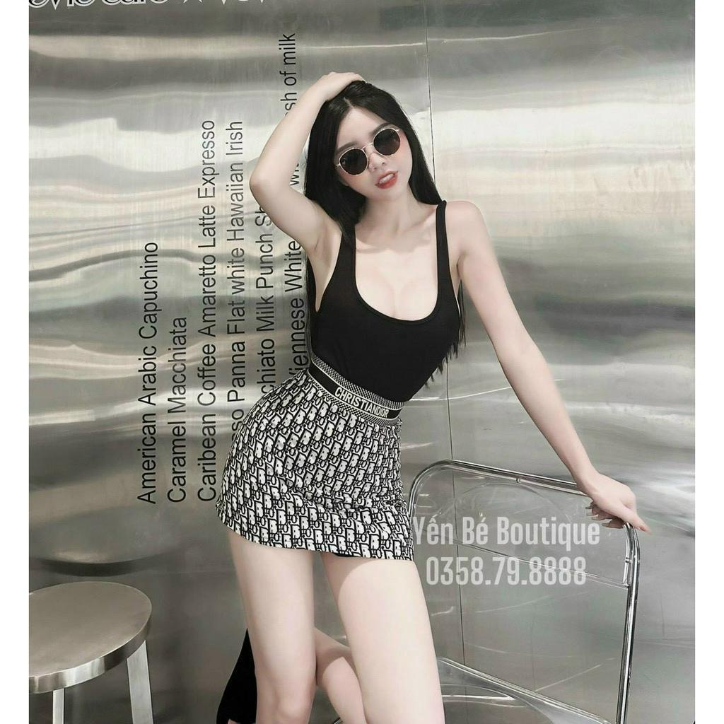 Set đầm váy nữ áo hai dây bảng to mix chân váy ôm họa tiết xinh xắn dành cho các nàng đi chơi, đi dạo siêu sang chảnh.