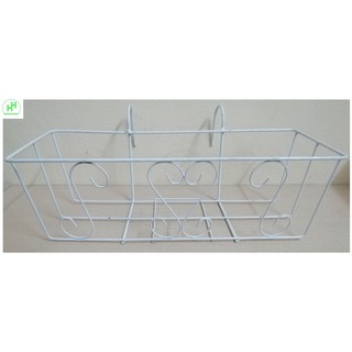 2 GIỎ SẮT Treo Chậu Hoa Ban Công Hình Chữ Nhật - Màu Trắng