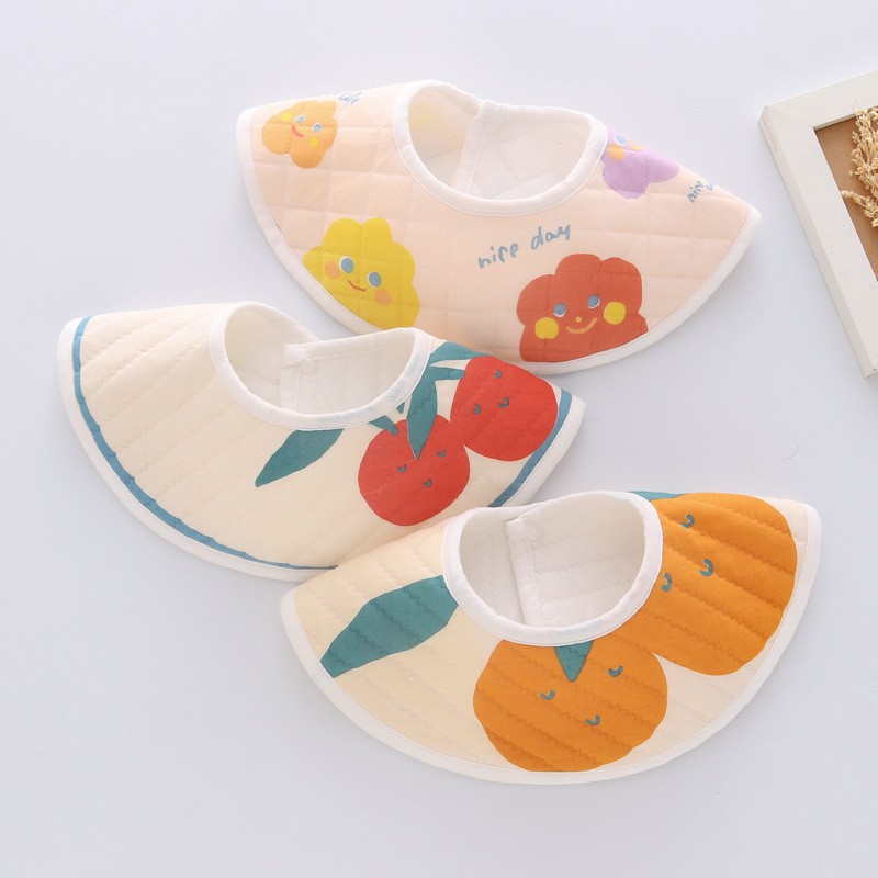 Set 3 yếm tròn xoay 360 độ vải cotton cao cấp có chống thấm, họa tiết đáng yêu cho bé trai bé gái - Y4