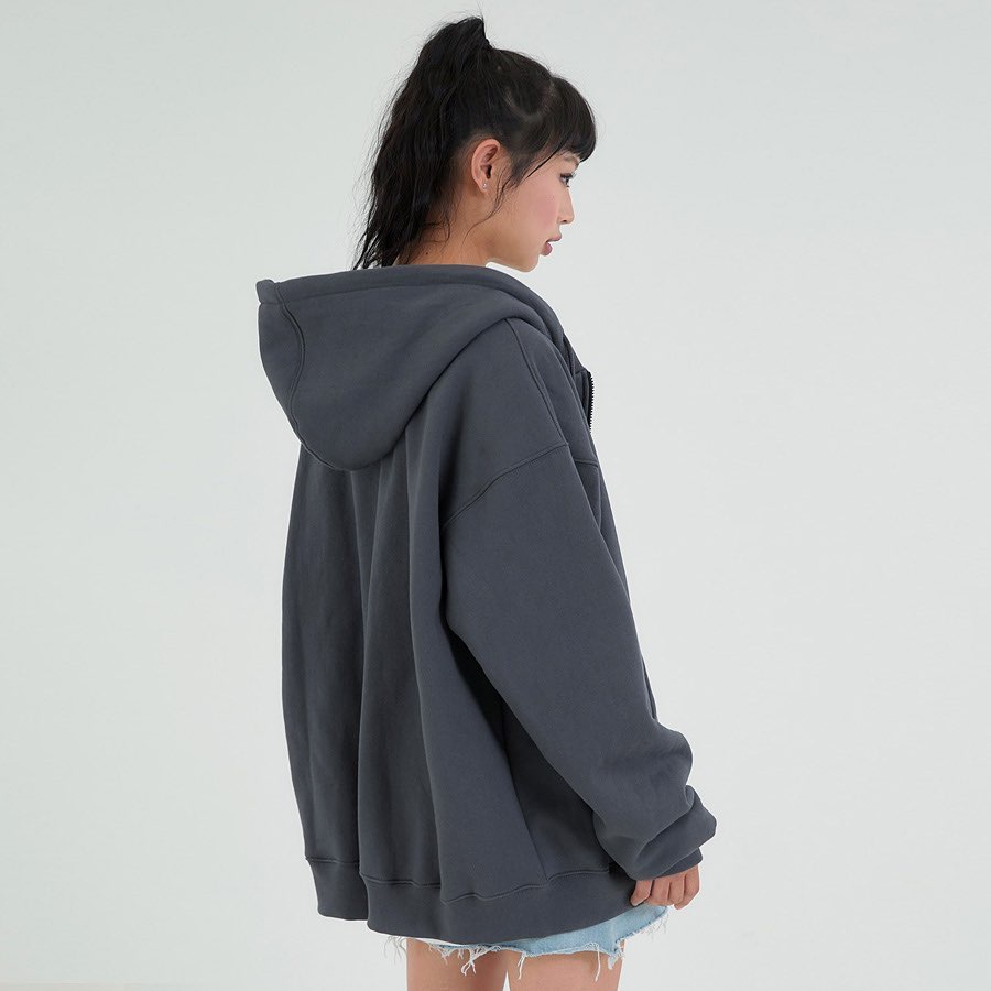 Áo hoodie nỉ unisex có zip xuất Hàn - P:B