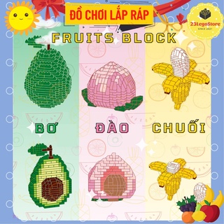 Bộ đồ chơi lắp ráp trái cây Bơ, Đào, Chuối làm quà tặng, trang trí đáng yêu