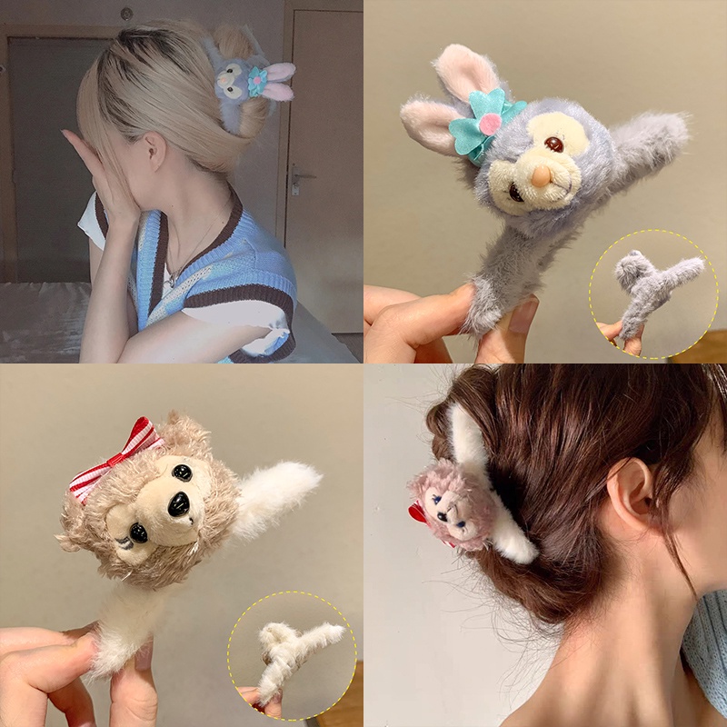 Kẹp Tóc Đính Lông Nhung Kiểu Dáng Hoạt Hình Dễ Thương Xinh Xắn Cho Nữ