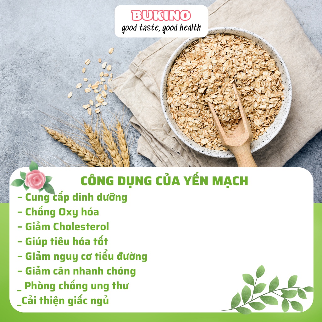 Yến mạch cán dẹt cán vỡ ăn liền Hafler gói 500g, ăn dặm cho bé sơ sinh, ngũ cốc giảm cân eatclean BUKINO