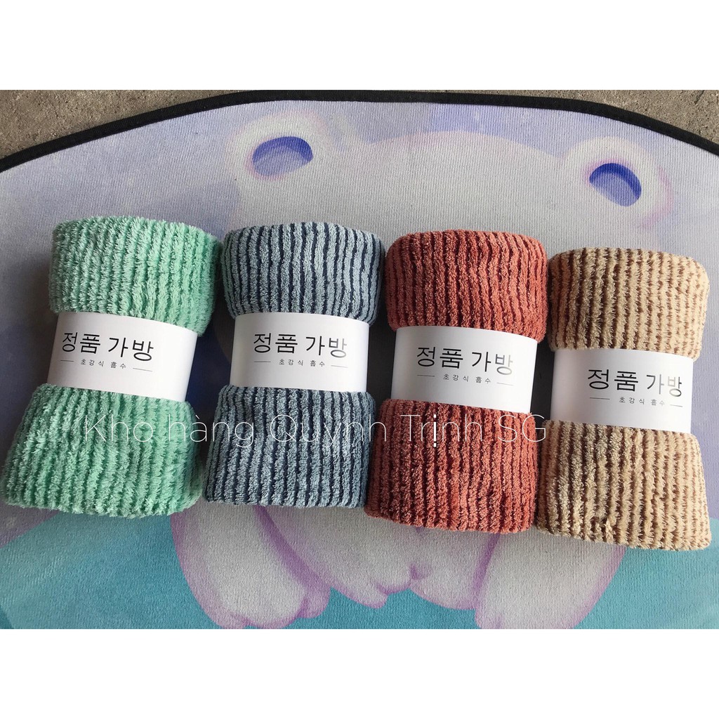 Khăn Mặt Sọc Tăm, Khăn Cuộn Hàn Quốc 30x50cm, Mềm Mịn, Thấm Hút Nước Tốt