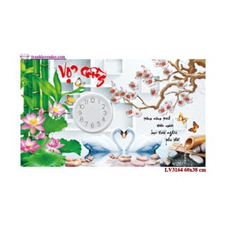 Tranh thêu chữ thập Đồng hồ Vợ chồng 60x38